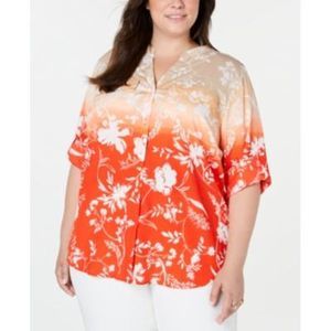 Calvin Klein Women's Plus 2X Floral Blouse